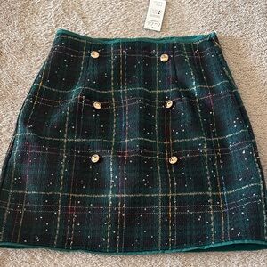 Cupshe Green Plaid Mini Skirt with Button Detail